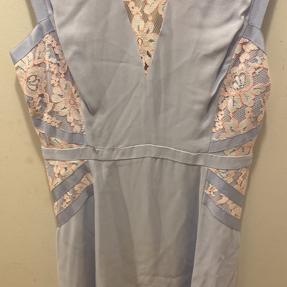 French Connection baby blue with white and neon pink lace dress - Picture 6 of 11